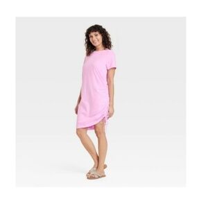 Short sleeve side ruched t shirt dress universal thread